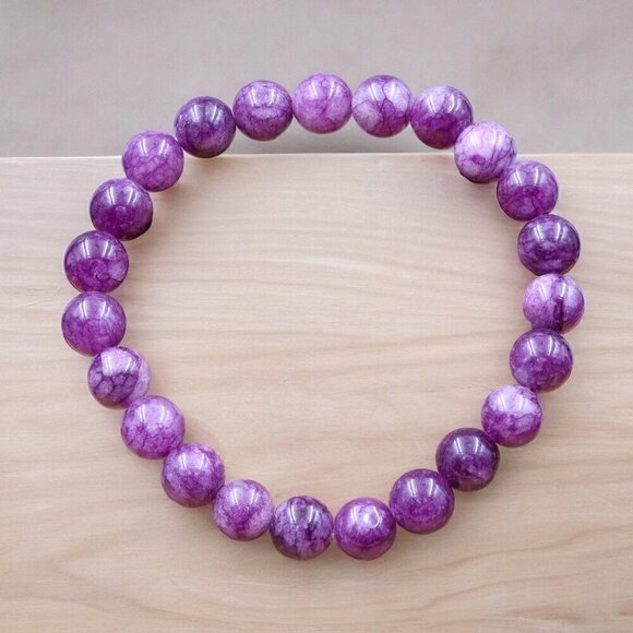 Purple Dragons Vein Agate Crystal Gemstone Bracelet Handmade - Picture 1 of 4